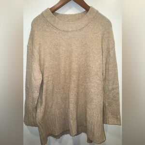 ZARA Beige Core Neutral Oversized Knit Sweater Minimalist Chic Winter Layering
